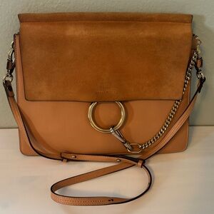 Chloé Faye Tan Leather & Suede Crossbody Bag